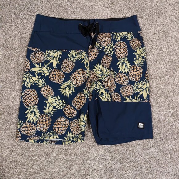 Navy Reef Pineapple Swim Shorts - Picture 1 of 2